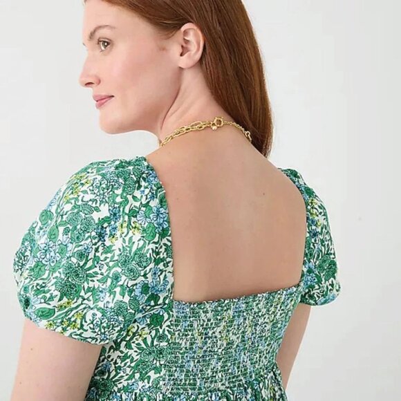 J. Crew Valletta Paisley Linen-Cupro Green Mini Dress Size 12 - 41229 - Picture 4 of 15
